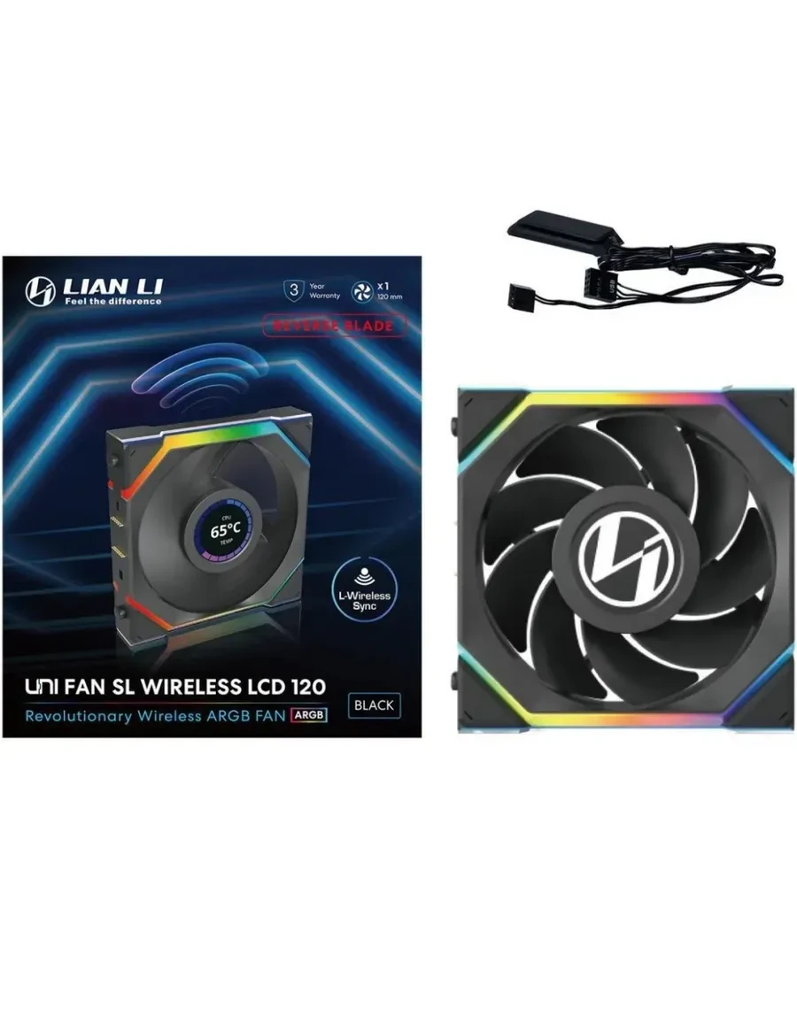 Вентилятор Lian Li UNI FAN SL WIRELESS LCD 120 Black, Reverse Blade — 4
