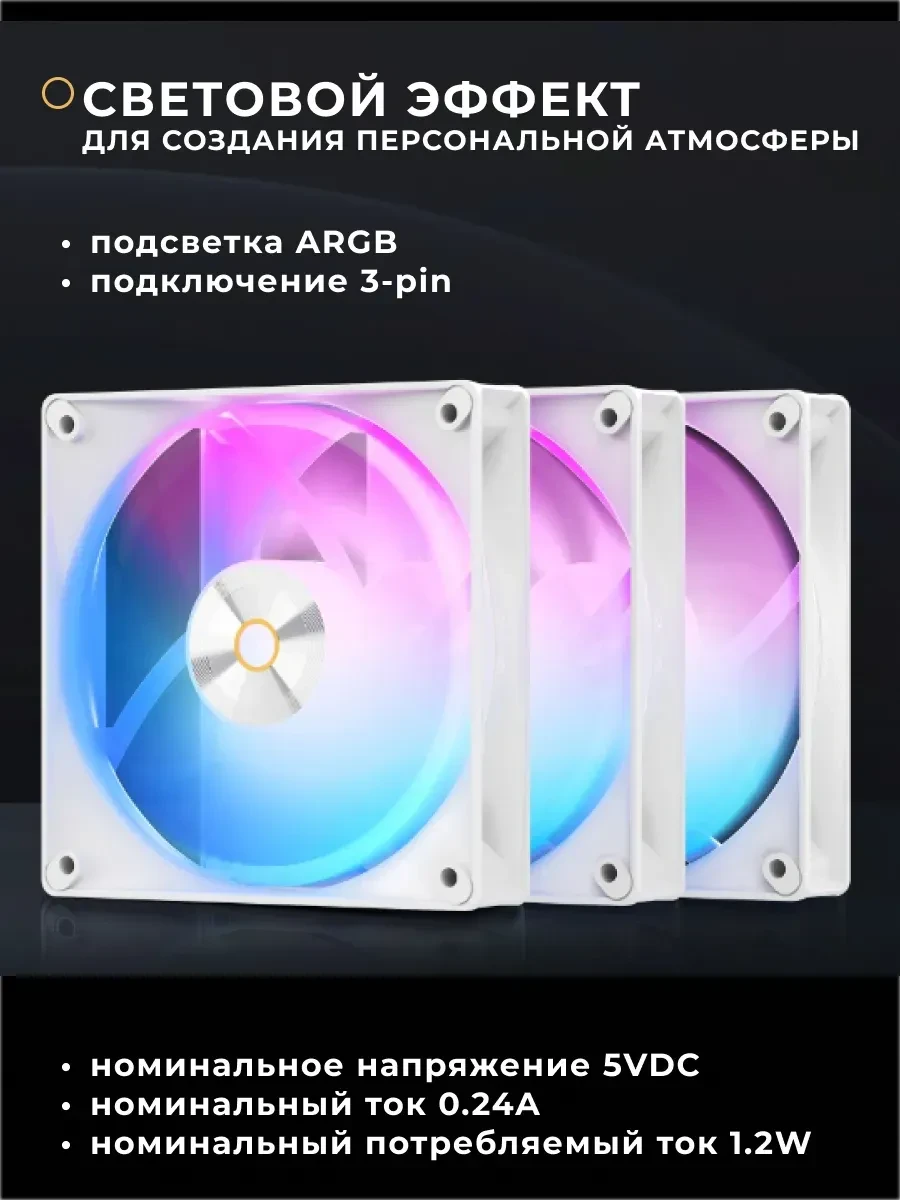 Вентилятор корпуса Ocypus Delta F12, 3x120mm, ARGB, белый — 2