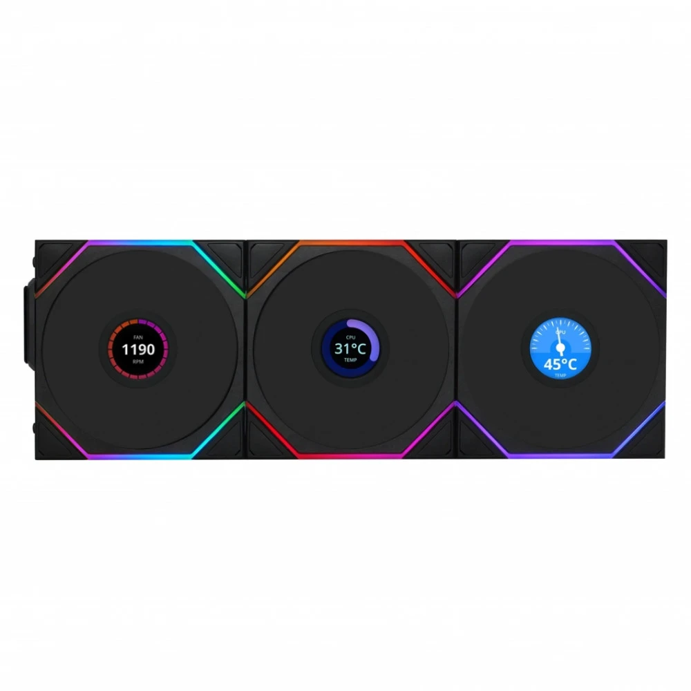 Вентилятор корпуса Lian Li UNI FAN TL120 LCD, 3x120mm, черный