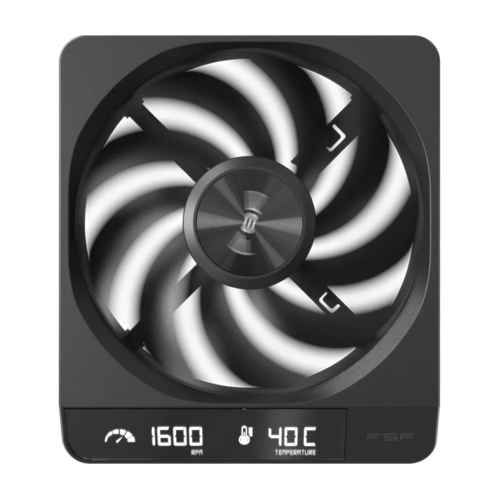 Кулер для корпуса FSP ZenFAN, 120x140x25mm, 800-1600rpm, Digital Display(RPM & Temperature), Black