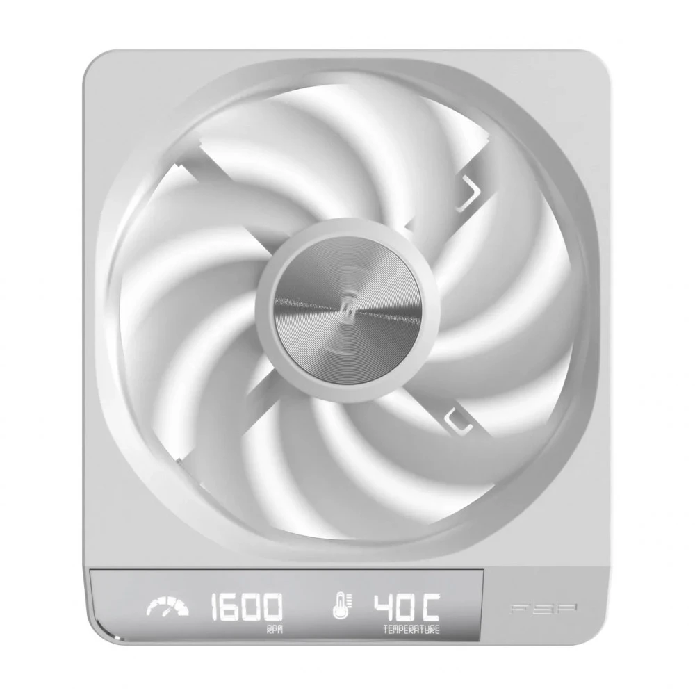 Кулер для корпуса FSP ZenFAN, 120x140x25mm, 800-1600rpm, Digital Display(RPM & Temperature), White