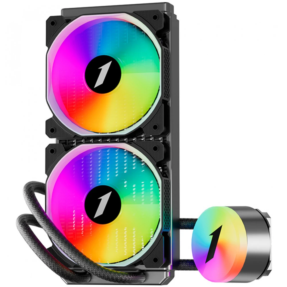 Водяное охлаждение 1STPLAYER TS2 240 BLACK, 2*120мм, чёрный — 2