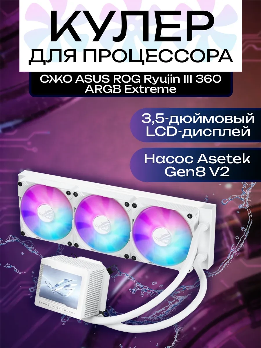 Водяное охлаждение ASUS ROG Ryujin III 360 белое