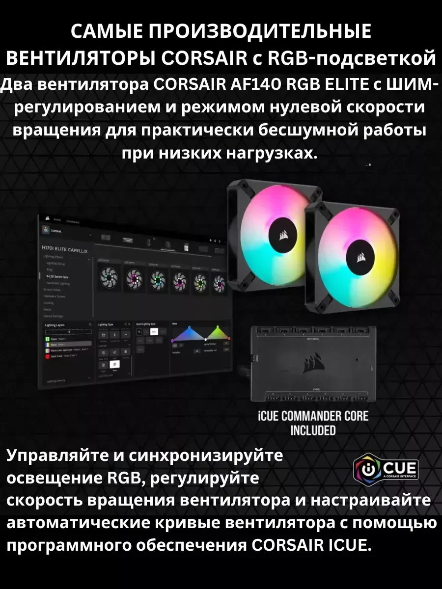 Водяное охлаждение Corsair H115i ELITE CAPELLIX XT, 280mm — 3