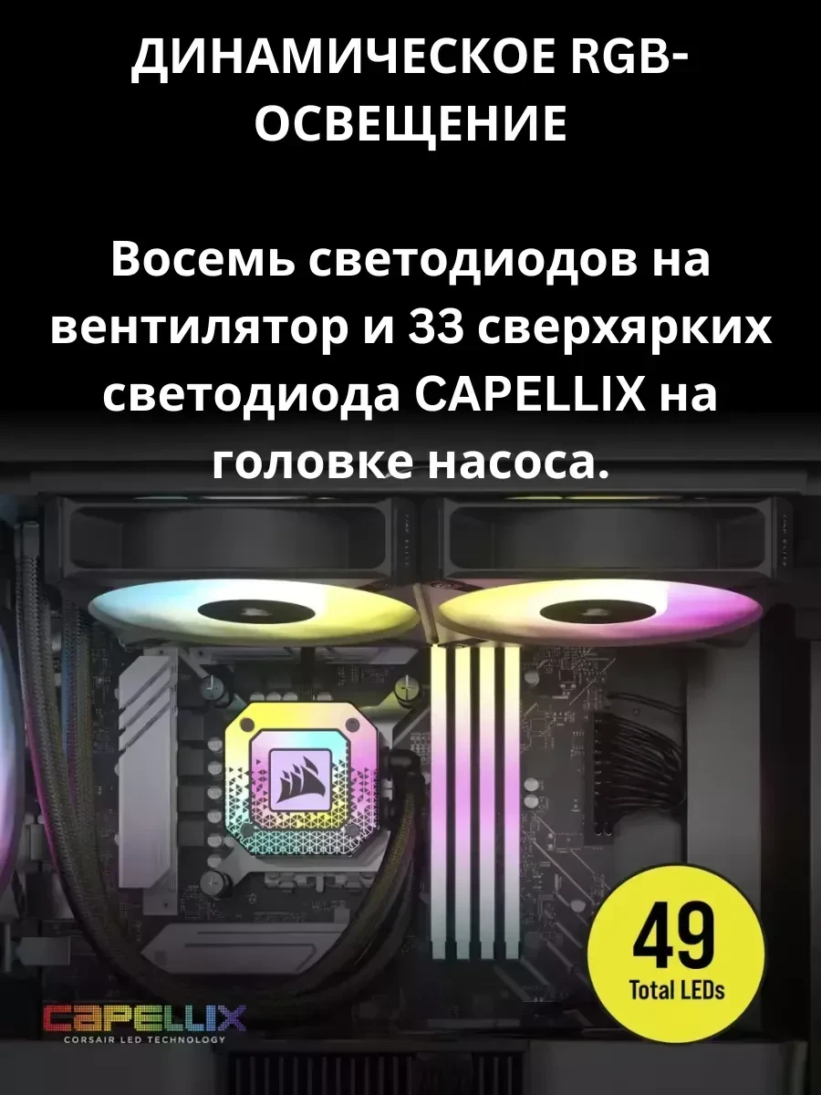 Водяное охлаждение Corsair H115i ELITE CAPELLIX XT, 280mm — 4