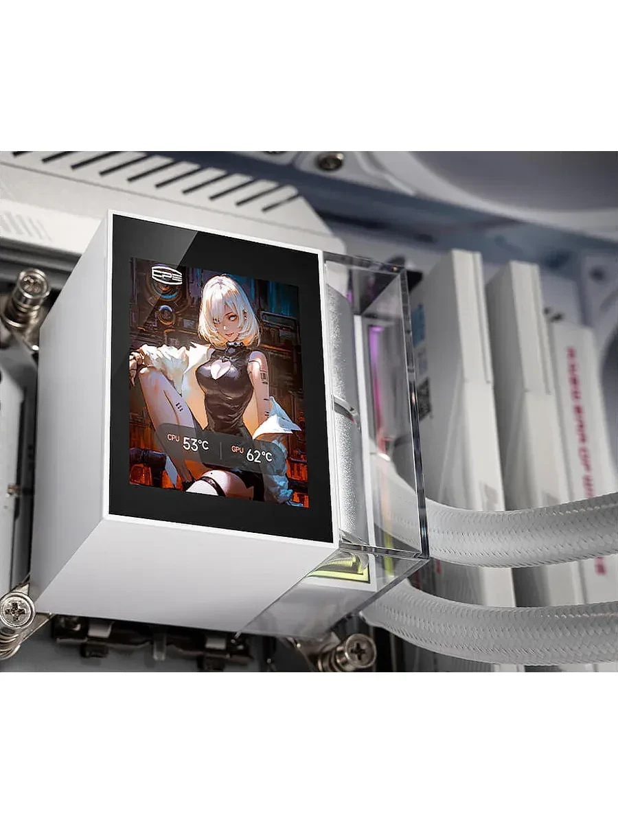 Водяное охлаждение PCCooler DS360 Display WH, 360мм, белое — 5