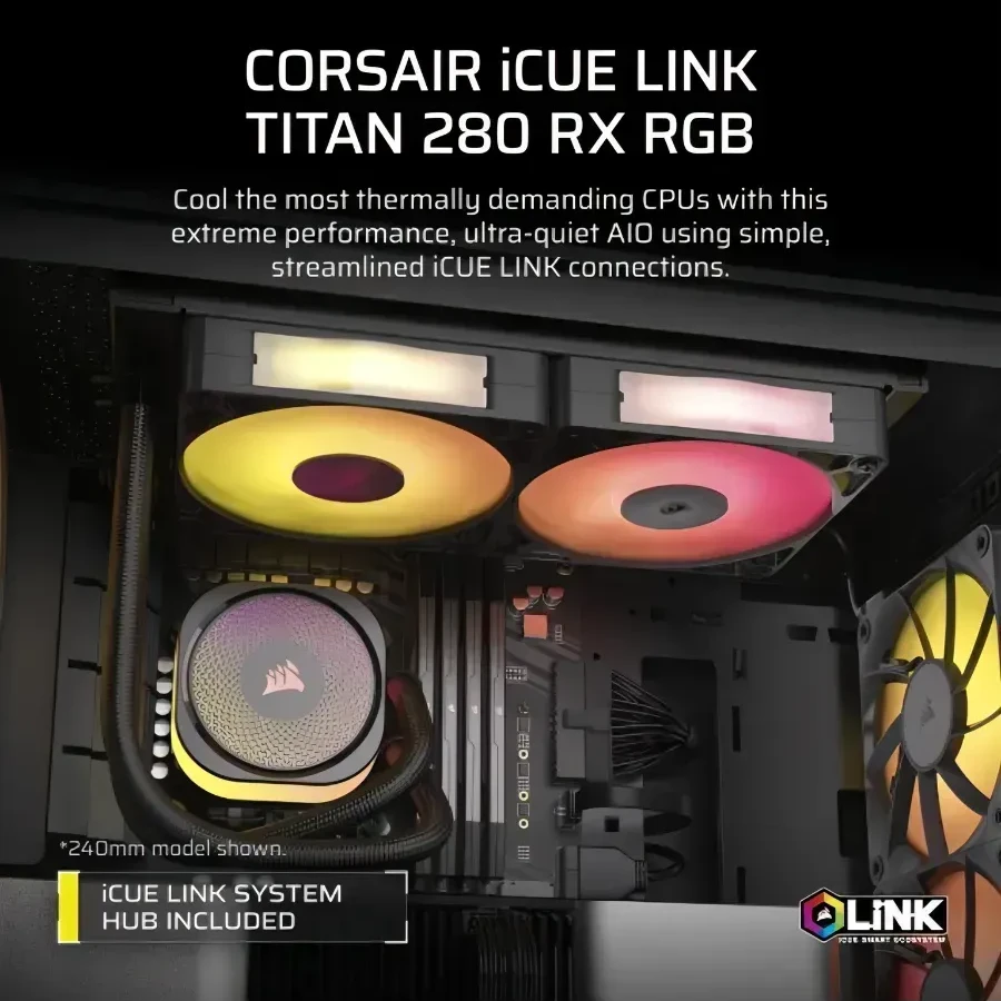 Водяное охлаждение Corsair LINK TITAN 280 RX RGB — 2