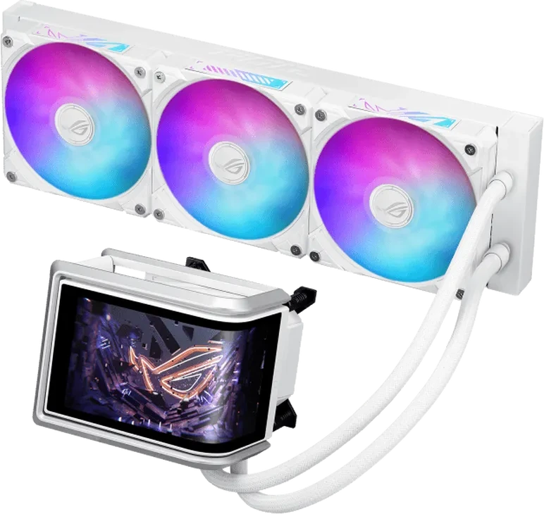 Водяное охлаждение Asus ROG RYUO IV 360, 360mm, AMOLED, белое — 2