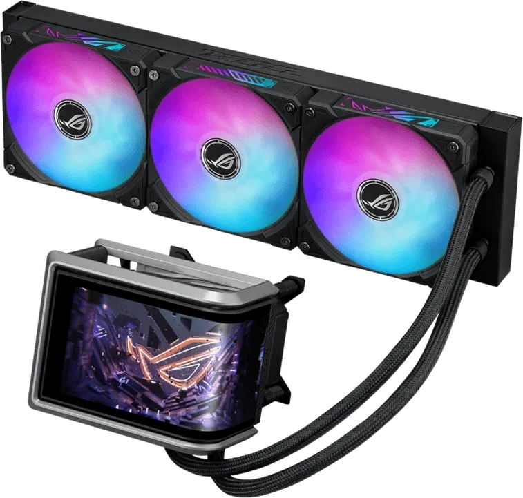 Водяное охлаждение Asus ROG RYUO IV 360, 360mm, AMOLED, чёрное — 2