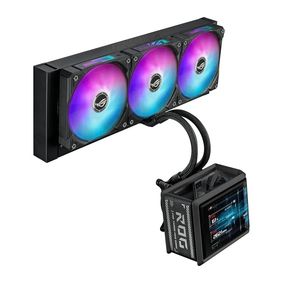 Водяное охлаждение Asus ROG RYUO IV 360, 360mm, AMOLED, чёрное — 3