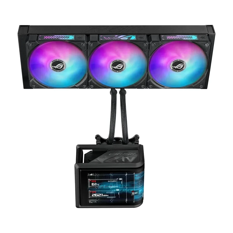 Водяное охлаждение Asus ROG RYUO IV 360, 360mm, AMOLED, чёрное — 4