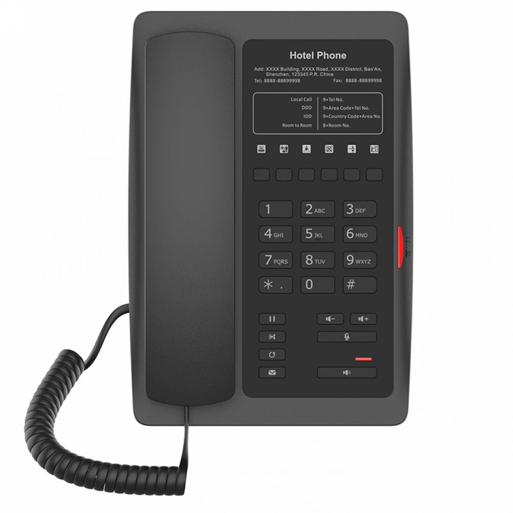 IP телефон Fanvil H3, гостиничный, 2 SIP-линии, 6 программируемых клавиш, PoE, USB, чёрный — 2