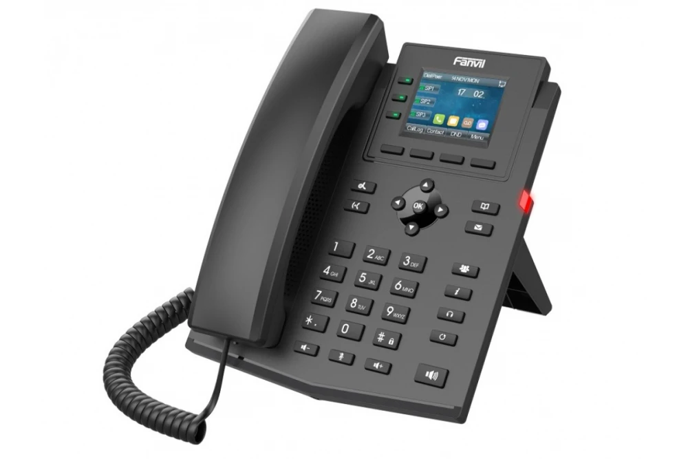 IP-телефон Fanvil X303P, 4 SIP-линии, 2.4" цветной экран 320×240, PoE, чёрный