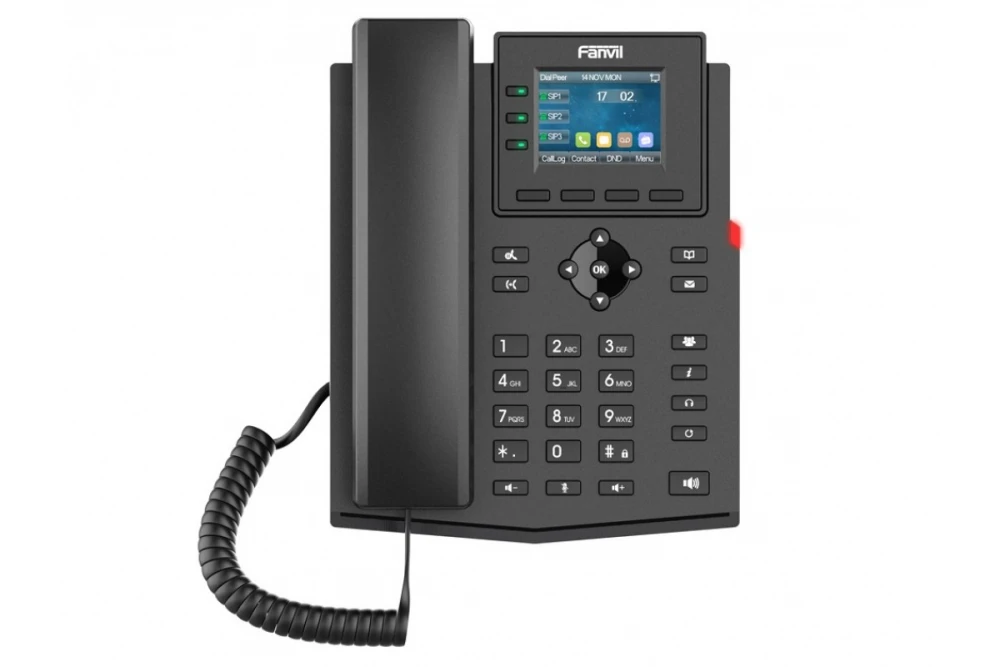IP-телефон Fanvil X303P, 4 SIP-линии, 2.4" цветной экран 320×240, PoE, чёрный — 2
