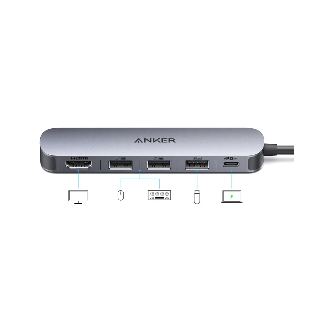 Концентратор Anker USB-C (5-in-1, 4K HDMI) (A8357HA0) Серый — 2