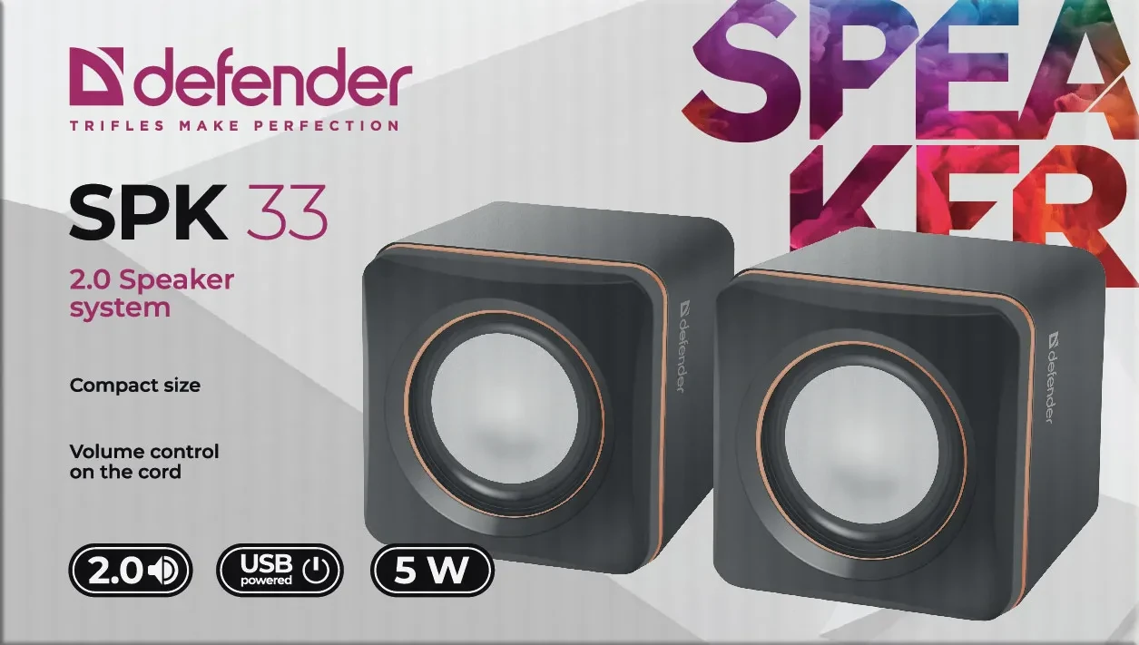 Колонки стерео Defender SPK 33 черные (Питание и сигнал по USB) — 4