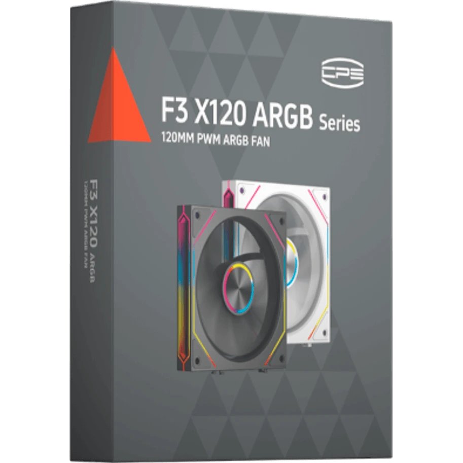 Вентилятор для корпуса PCCooler F3 X120 ARGB BK 1x(120x120x25mm) 800-1800 RPM 54CFM Black — 2