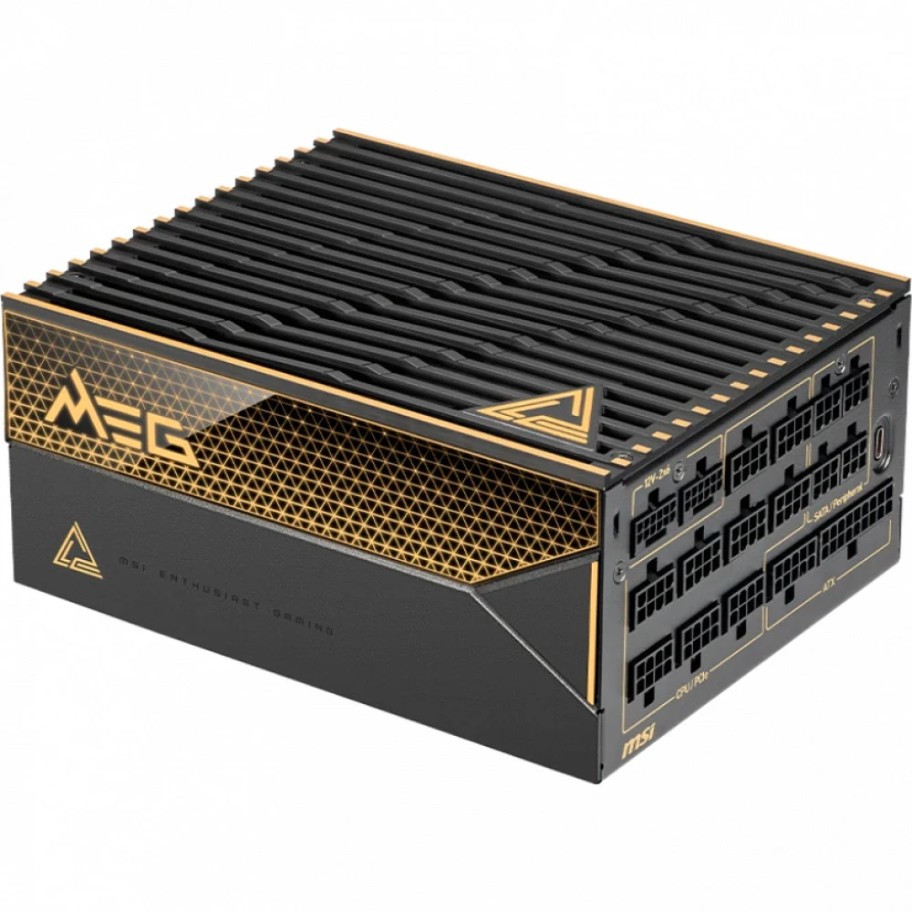 Блок питания MSI 1600W, MEG Ai1600T PCIE5, Full Modular, ATX, 80+ TITANIUM, >94%, Fan 135mm, Черный
