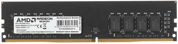 Оперативная память 16GB DDR4 2666MHz AMD Radeon R7 Performance Black PC4-19200 Bulk R7416G2606U2S-UO — 3