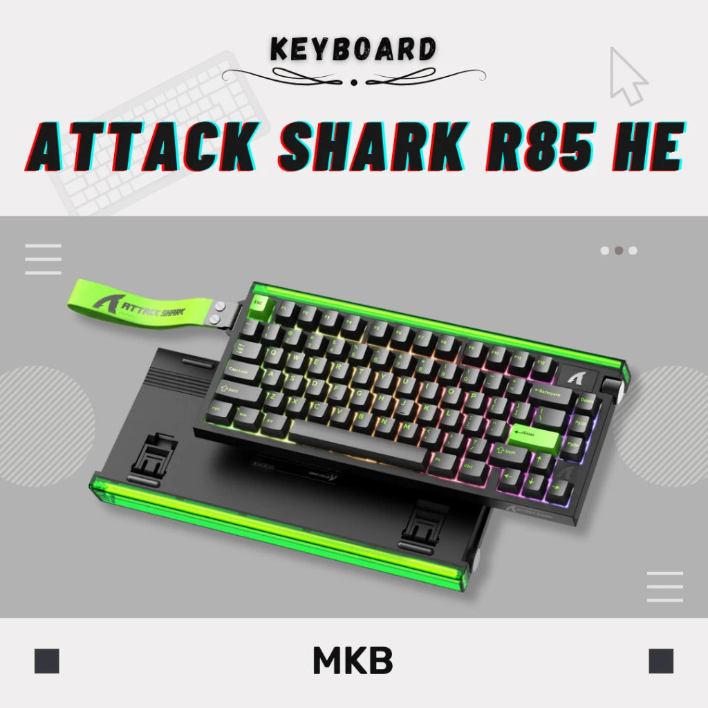 Клавиатура Attack Shark R85 HE Neon Green, 75%, Magnetic Purple Mandrel, EN/RU/KZ, Wired USB-C