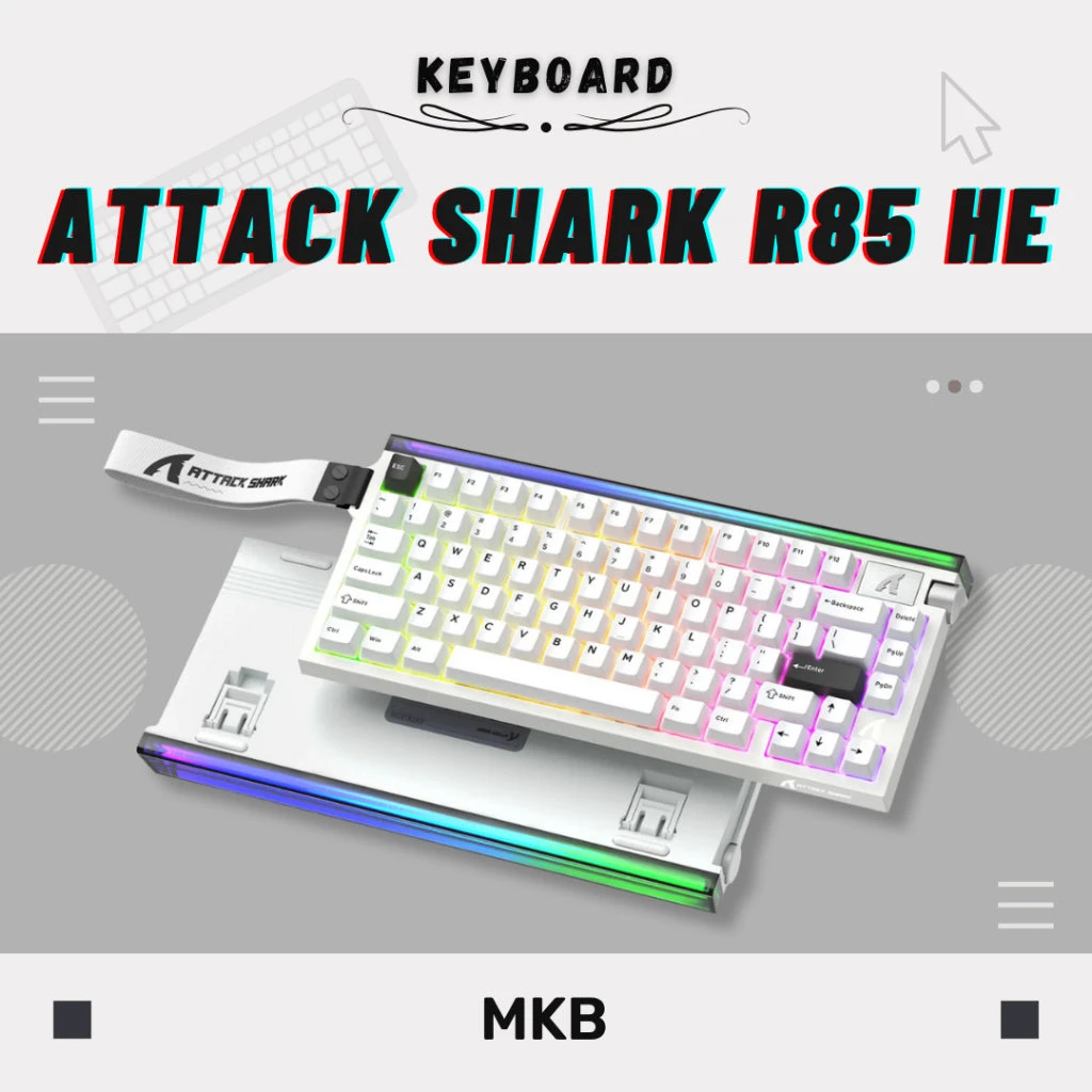 Клавиатура Attack Shark R85 HE Starlight White, 75%, Magnetic Purple Mandrel, EN/RU/KZ, Wired USB-C — 3
