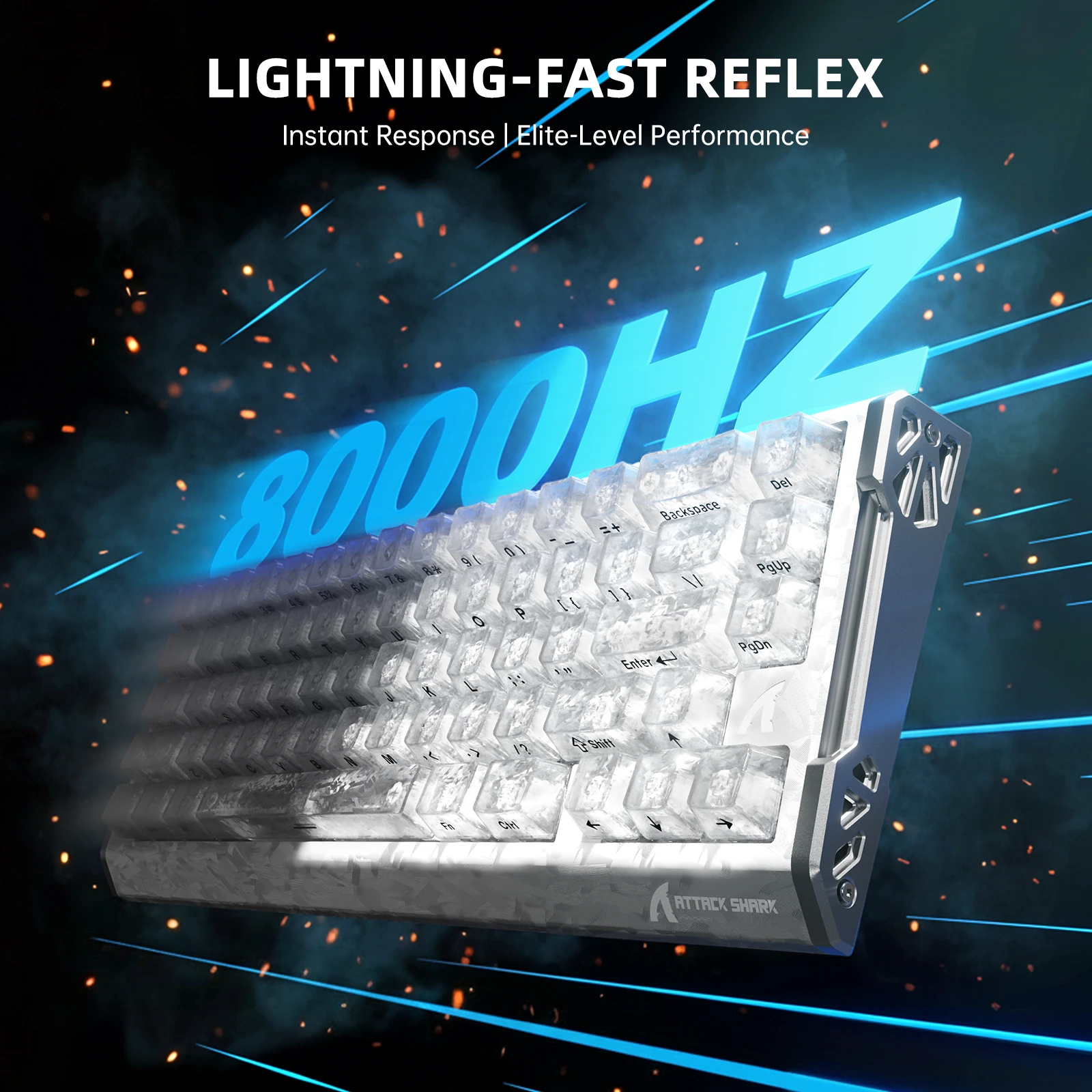 Клавиатура Attack Shark R68 HE Ice Ninja, Mechanical, 66 keys, USB-C, EN — 4