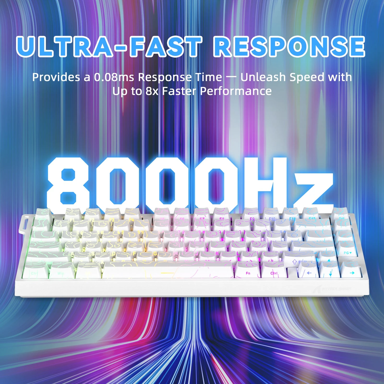 Клавиатура Attack Shark R82 HE White Contour, Magnetic, 75%, EN, Wired USB-C, 8KHz, RGB — 4