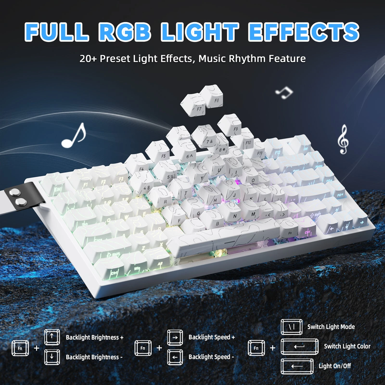 Клавиатура Attack Shark R82 HE White Contour, Magnetic, 75%, EN, Wired USB-C, 8KHz, RGB — 5