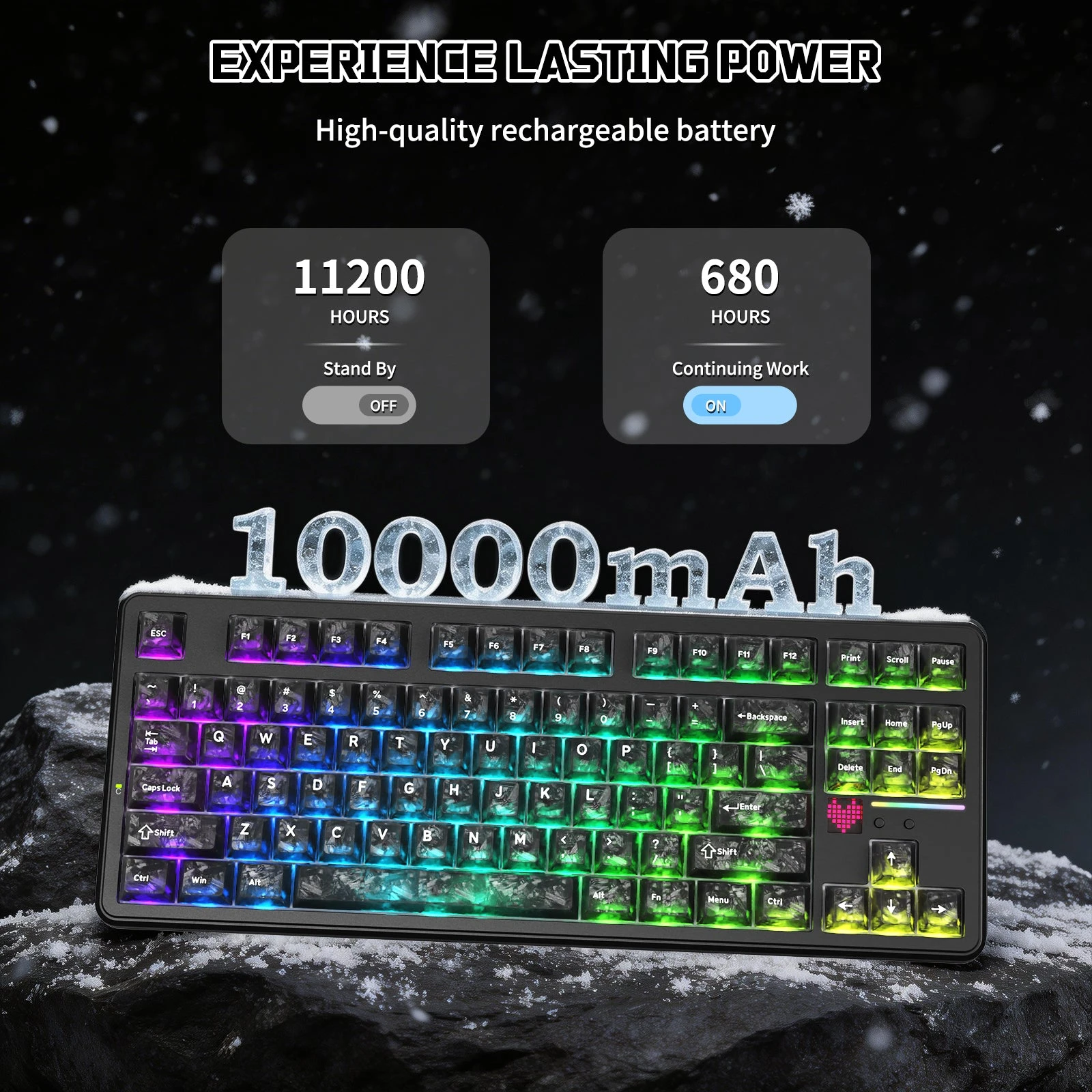 Клавиатура Attack Shark X87Ultra Forged Carbon, Mechanical, 87 keys, 2.4/BT/USB-C, EN, 10.000mAh — 5