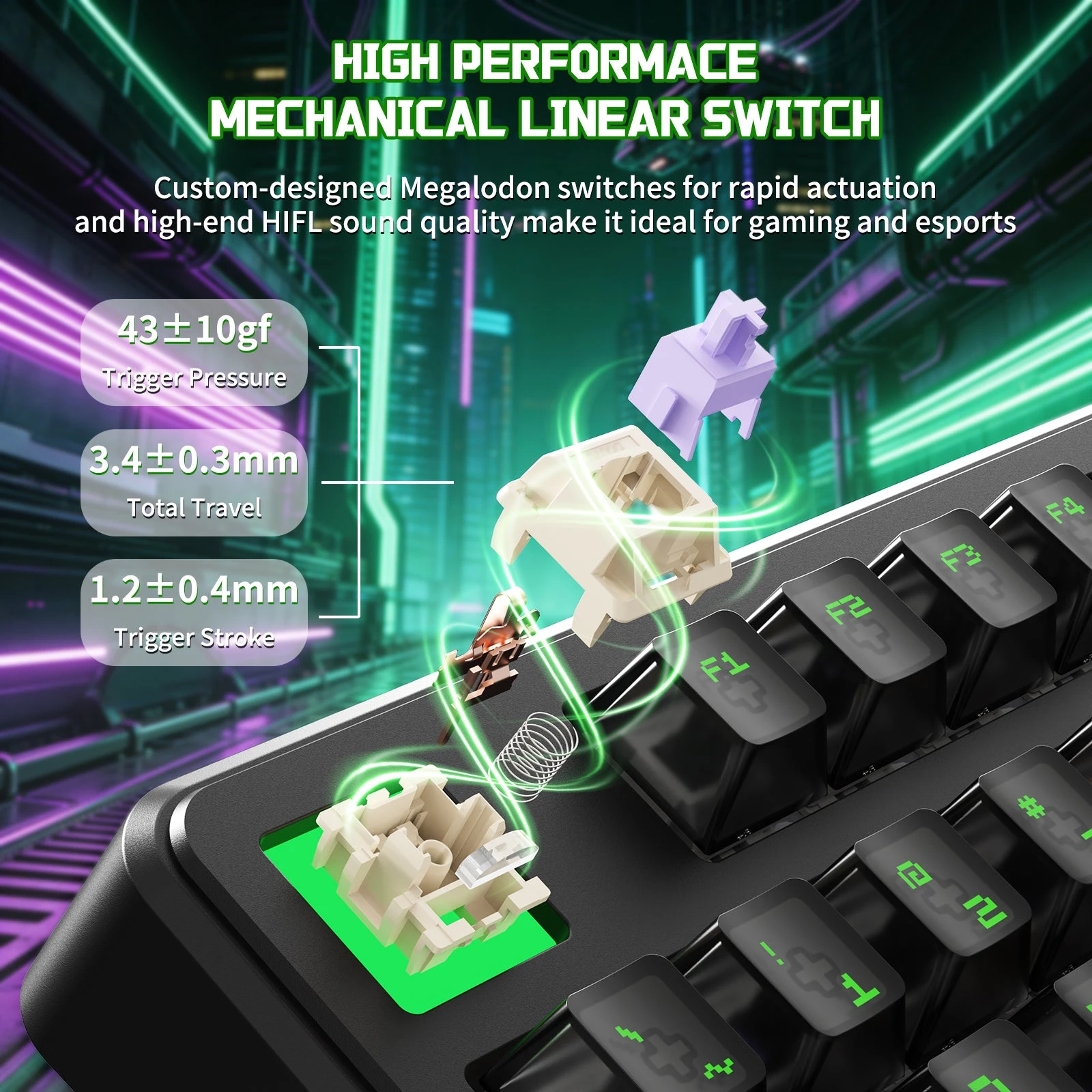 Клавиатура Attack Shark X87Ultra Shadow Jade, Mechanical, 87 keys, 2.4/BT/USB-C, EN, 10.000mAh — 3