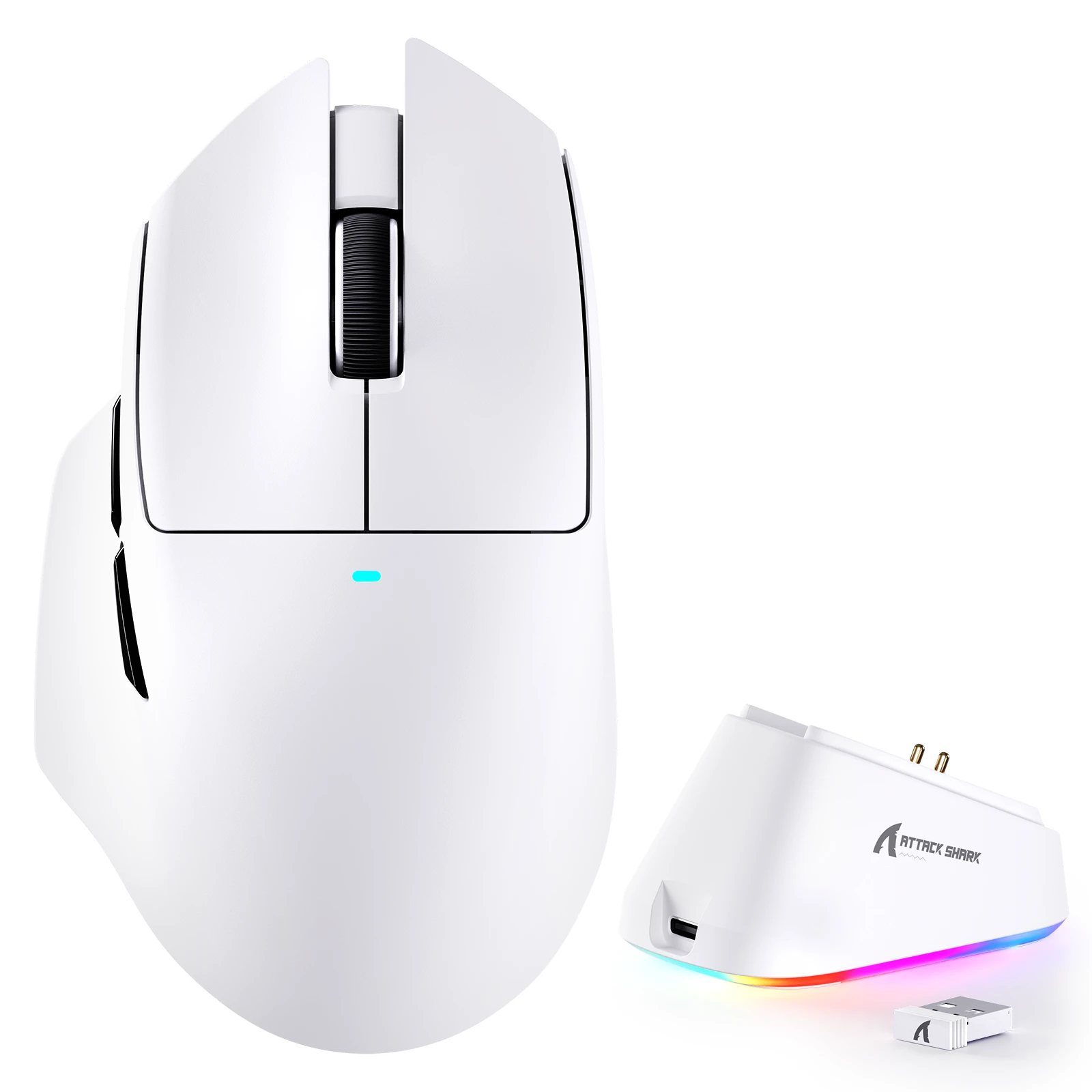 Мышь Attack Shark V6 White, PAW3311, 25000 DPI, 2.4/BT/Wired, 100 Million Clicks, 500mAh, 65±3g