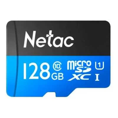Карта памяти MicroSD, Netac P500 Standart 128GB 90MB/s Class 10, + SD Adapter — 2