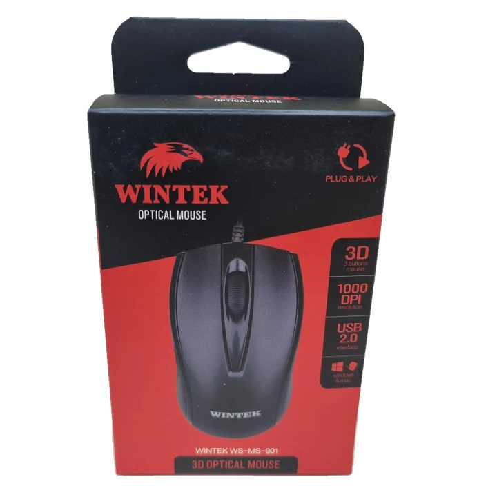 Мышь Wintek WS-MS-901, USB, 1000 dpi, 1.5 м, чёрная — 3
