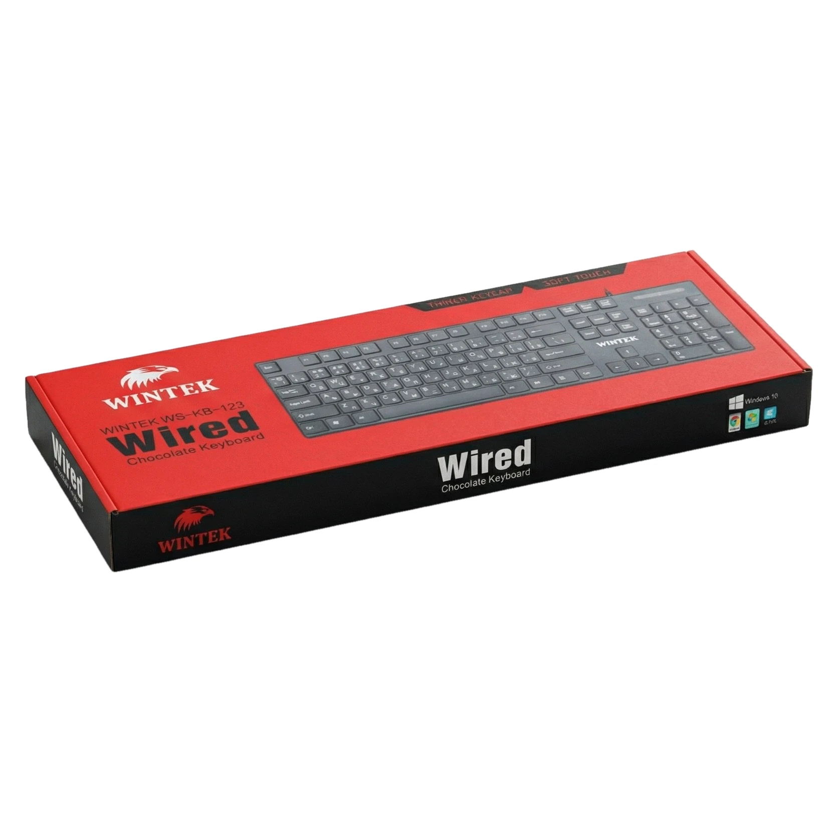 Клавиатура Wintek WS-KB-123, USB, рус/англ/каз, 1.5 м, чёрная — 2
