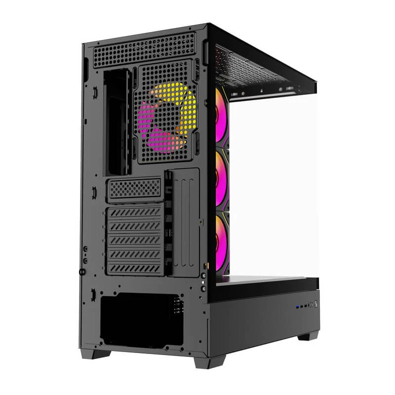Корпус Wintek Tower 225-B TG, ATX, USB 1*3.0/2*2.0, HD+Mic, 0,7mm, 4*12cm ARGB, Black — 5