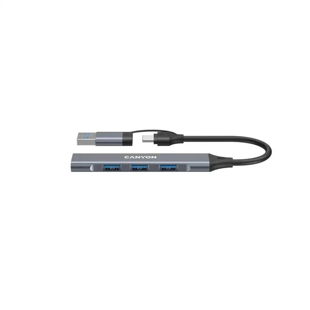 USB-хаб CANYON hub DS-02 4in1 USB-A/C Grey
