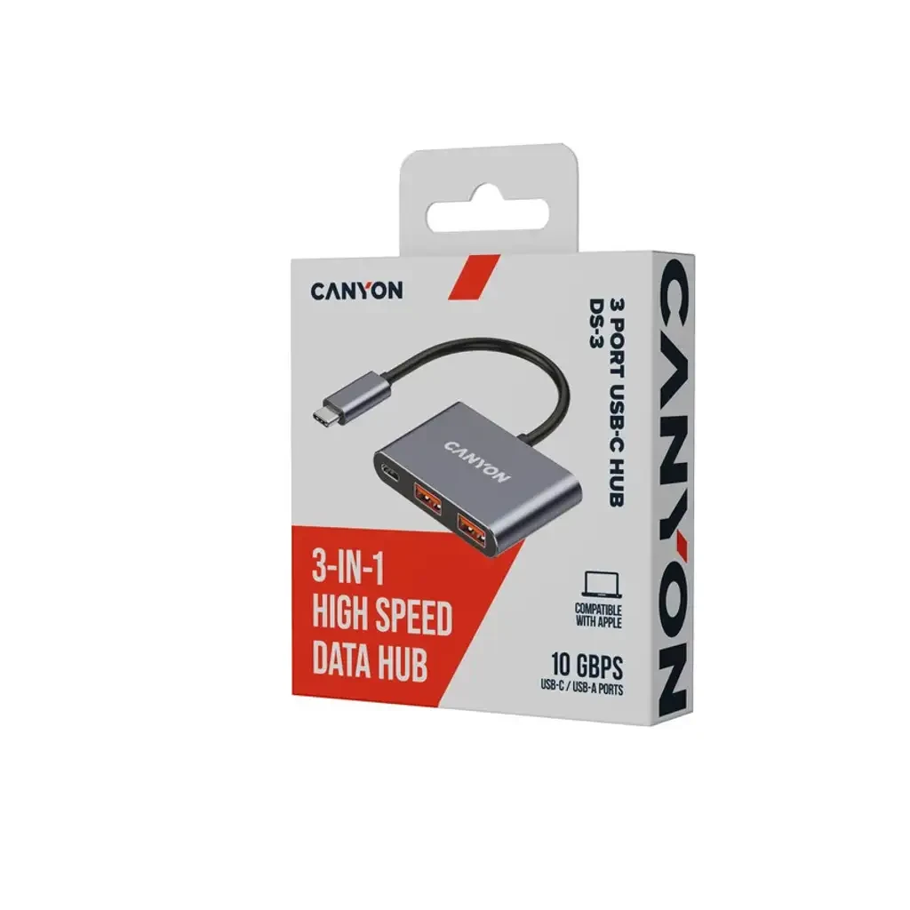 USB-хаб CANYON hub DS-3 3in1 USB-C Dark Grey — 3