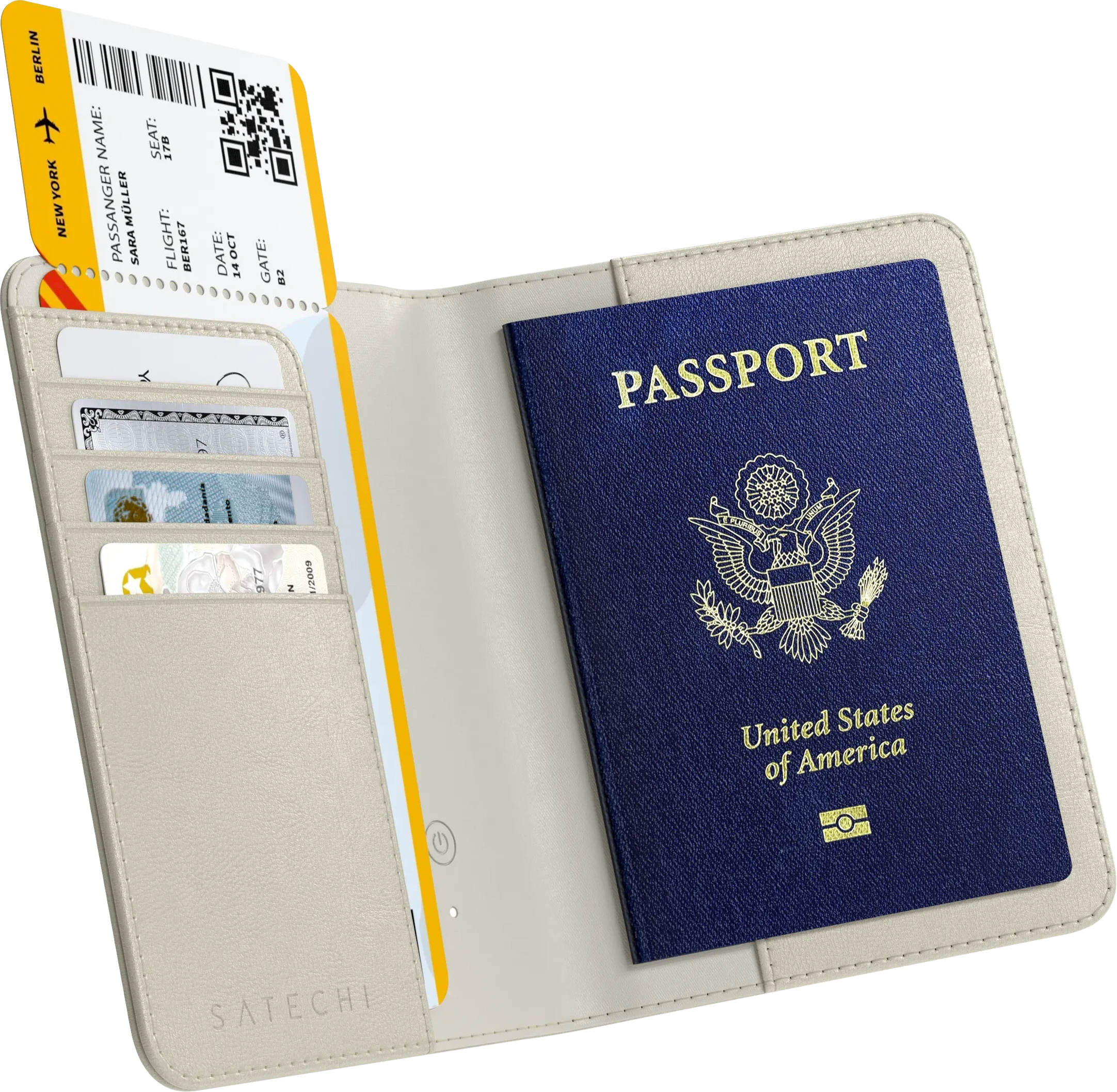 Аксессуар SATECHI Vegan-Leather FindAll Passport Cover (Sand)