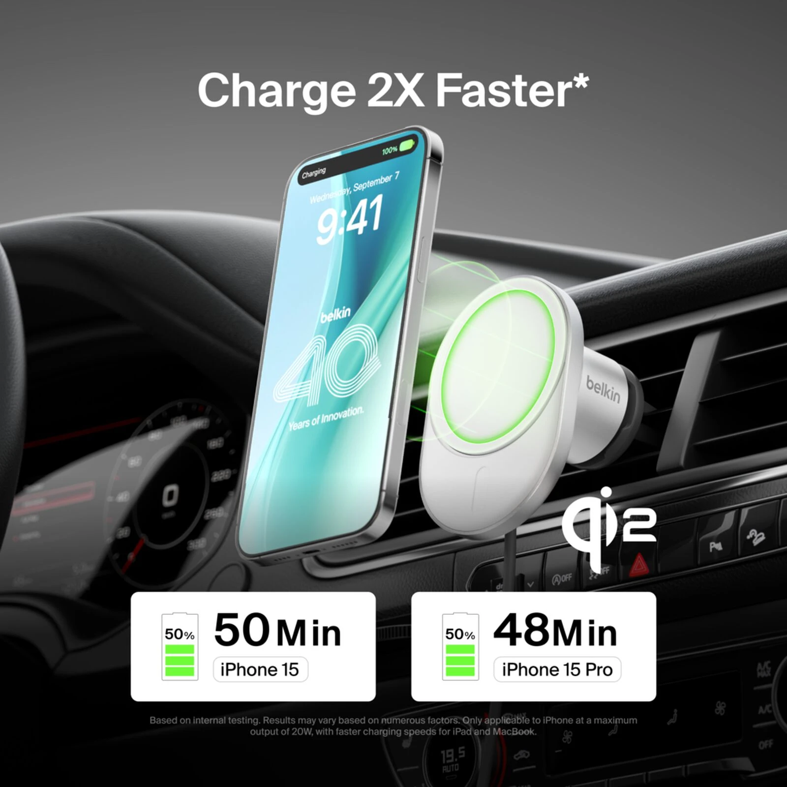 BELKIN Qi2 15W Car Vent Mount No CLA