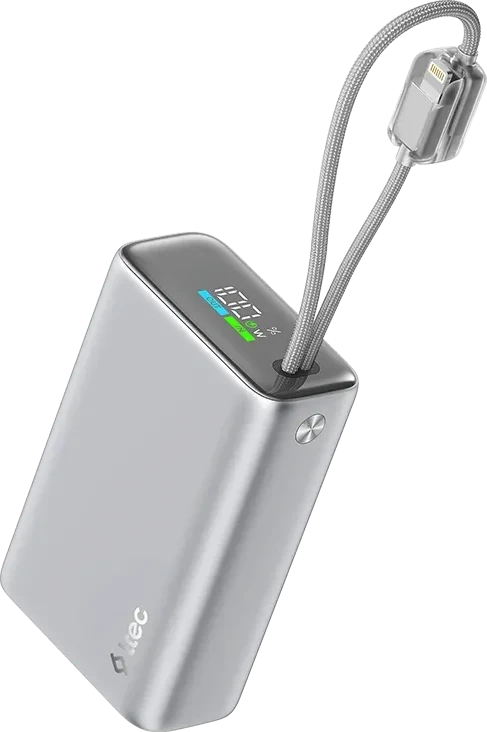 Внешний аккумулятор ttec ReCharger Pro Max TFT 20.000mAh PD 45W Powerbank with Built-in USB-C & Lightning Cable