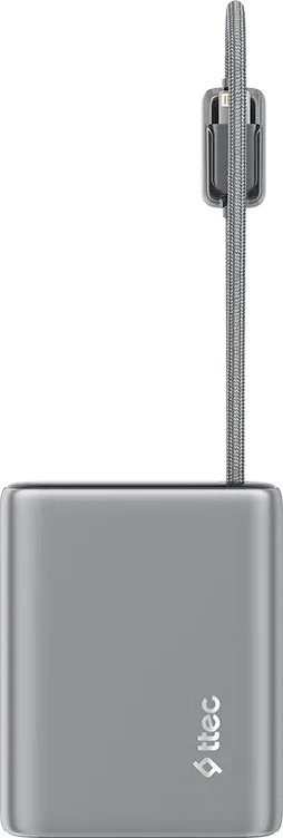 Внешний аккумулятор ttec ReCharger Pro TFT 10,000mAh PD 20W Power Bank with Built-in USB-C & Lightning Cable — 2
