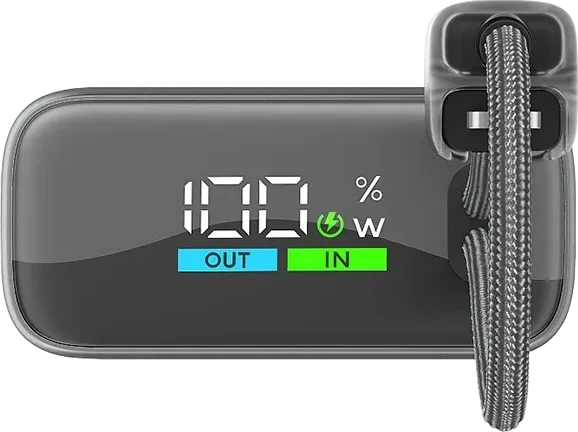 Внешний аккумулятор ttec ReCharger Pro TFT 10,000mAh PD 20W Power Bank with Built-in USB-C & Lightning Cable — 5