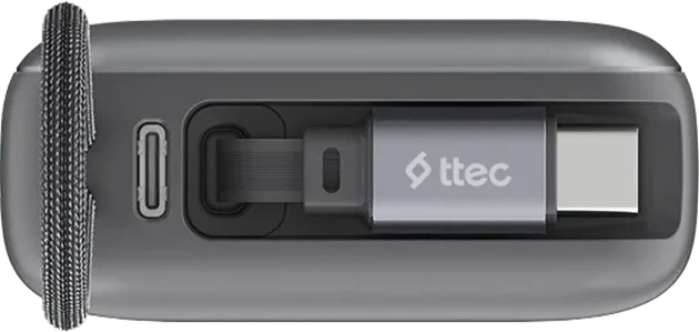 Внешний аккумулятор ttec ReCharger Pro LCD 10,000mAh PD 20W Power Bank with Retractable USB-C Cable — 5