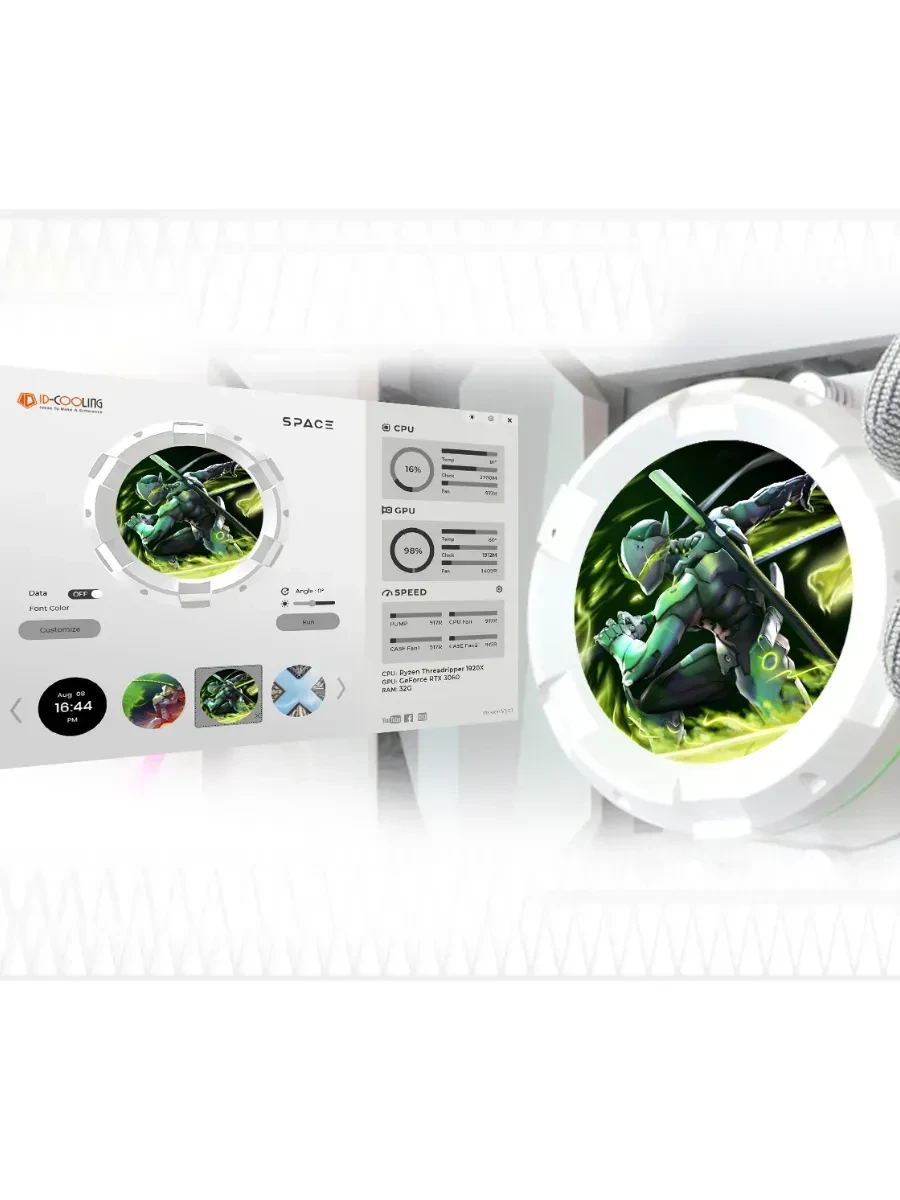 Водяное охлаждение ID-COOLING SL360, белый, 360мм — 3