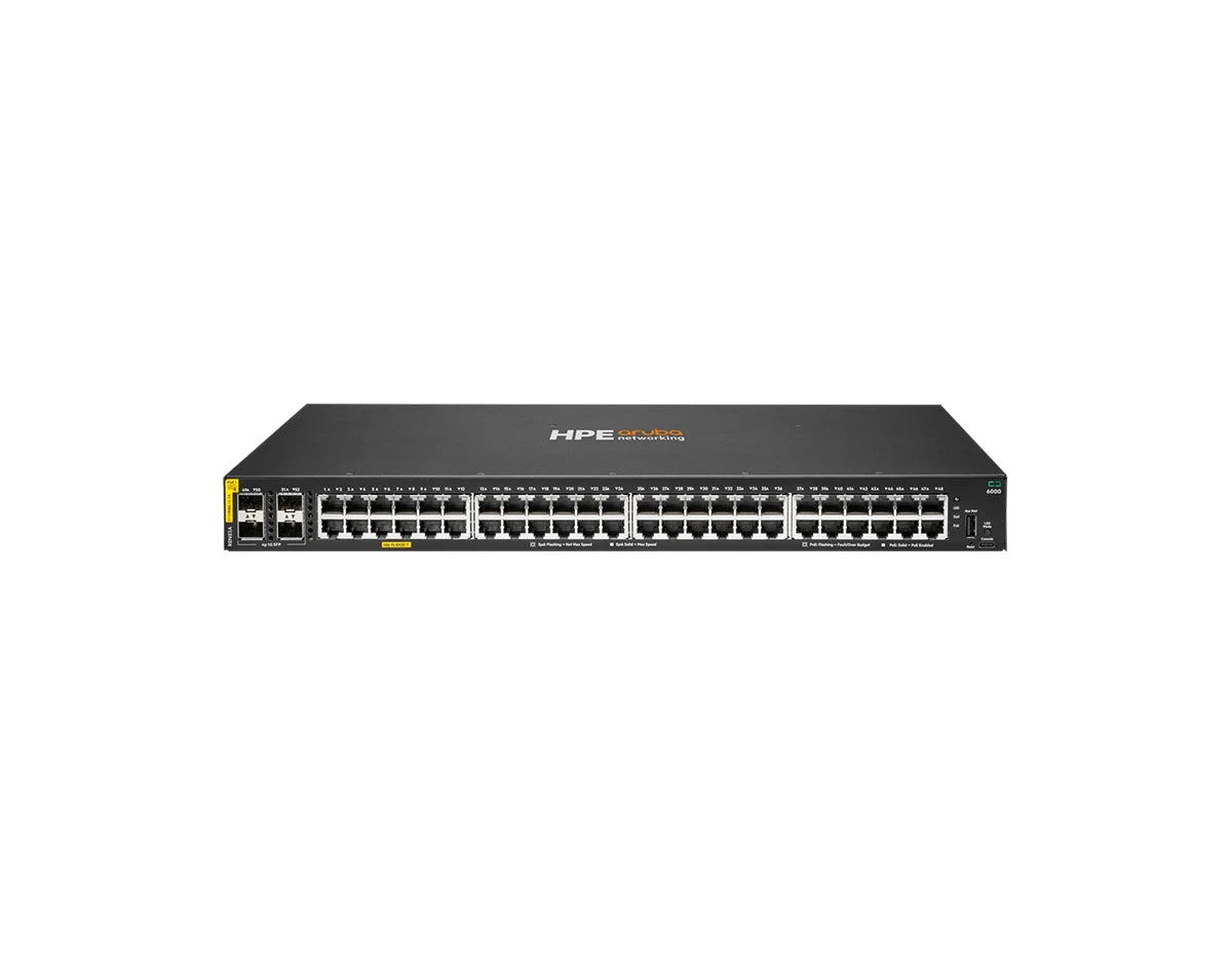 Коммутатор HPE Aruba Networking CX 6000 48p 10M/100M/1G Class4 PoE 4p SFP 1G 370W Switch (R8N85B#ABB)