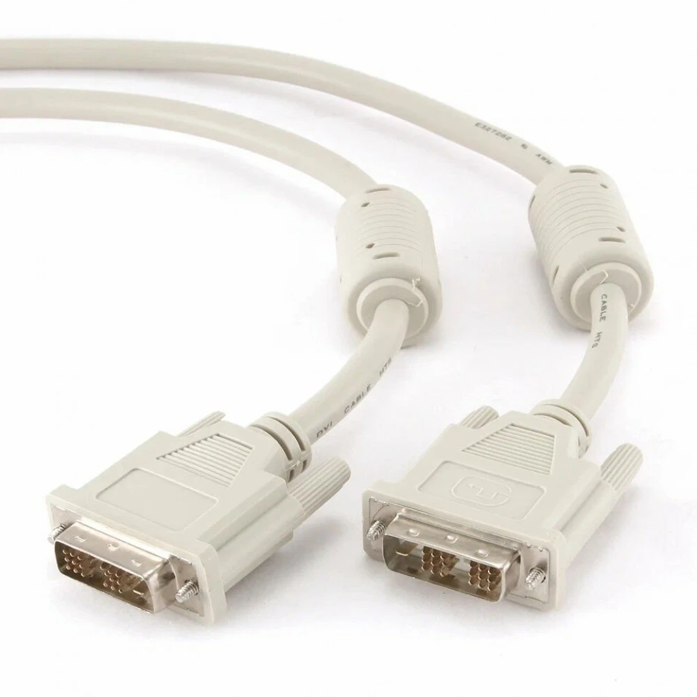 Кабель DVI-D single link Cablexpert CC-DVI-6C, 19M/19M, 1.8м, серый, экран, феррит.кольца, пакет