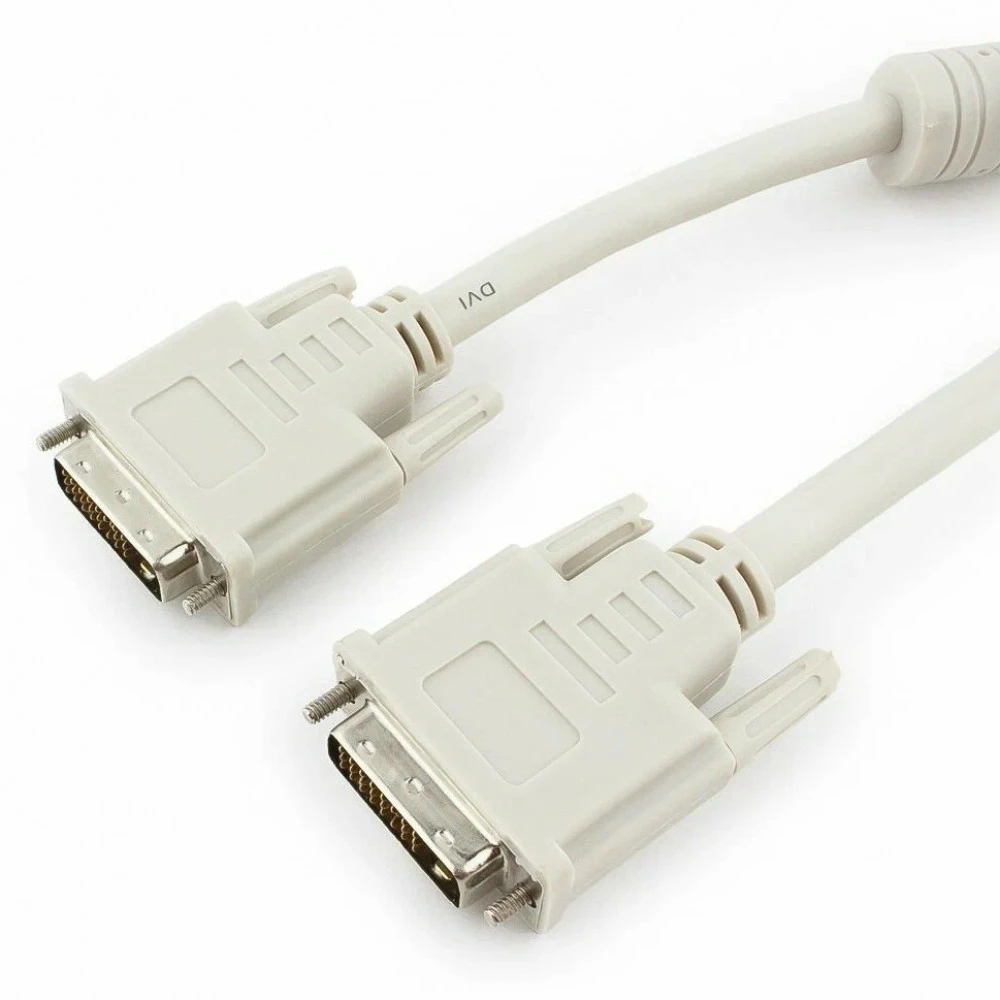 Кабель DVI-D single link Cablexpert CC-DVI-6C, 19M/19M, 1.8м, серый, экран, феррит.кольца, пакет — 3