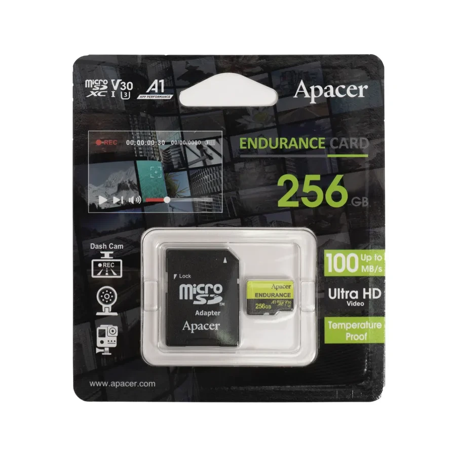 Карта памяти Apacer MicroSDXC, 256GB, с адаптером