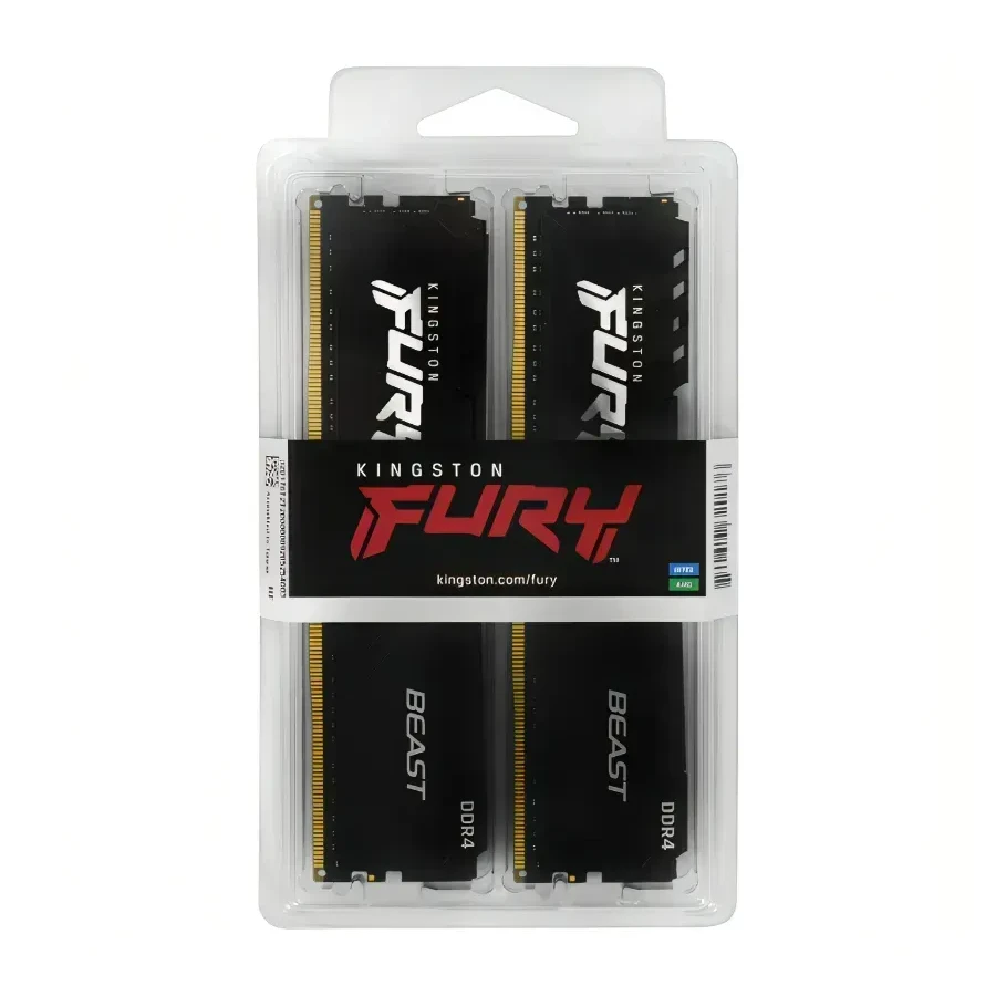Оперативная память Kingston FURY Beast, 32GB DDR4 (2x16GB), 3200MHz, CL16 — 3