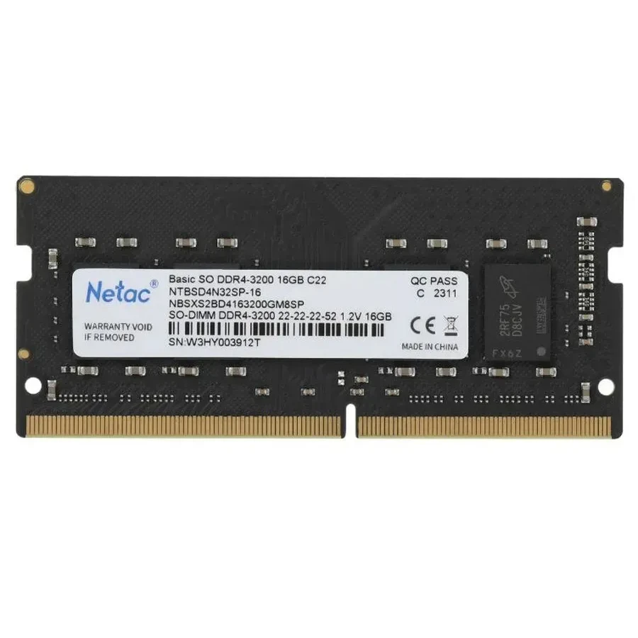 Оперативная память Netac Basic DDR4 SO-DIMM, 16GB, 3200MHz
